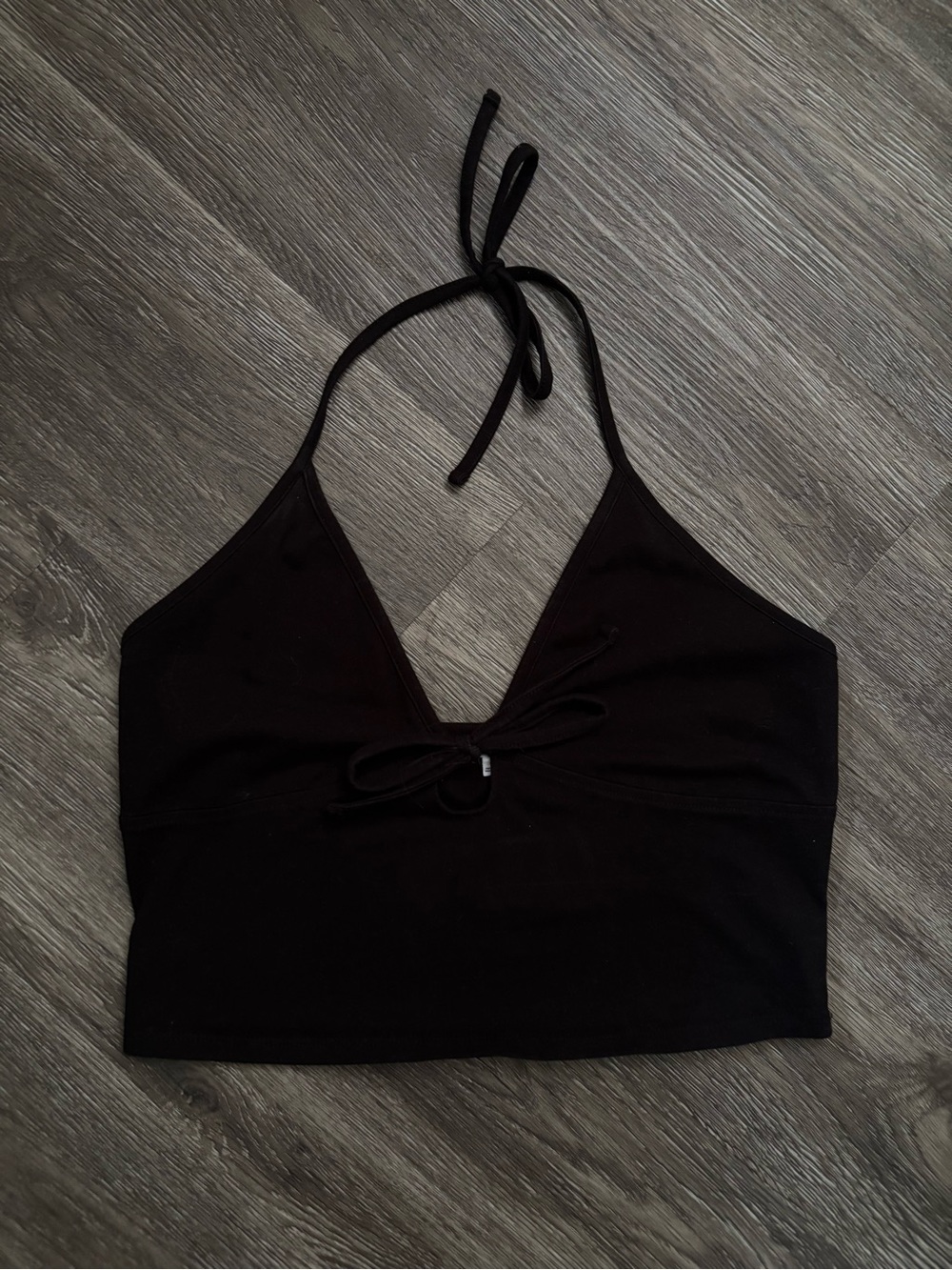 Garage Black Halter Crop Camisole